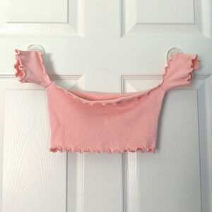 Pink off shoulder crop top